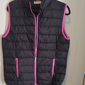 LOTTO Black Puffer Vest with Pink Accents
